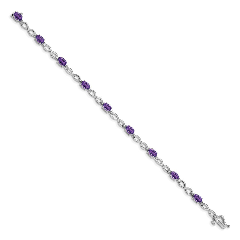 10K Weißgold Amethyst und Diamant Unendlichkeit Armband