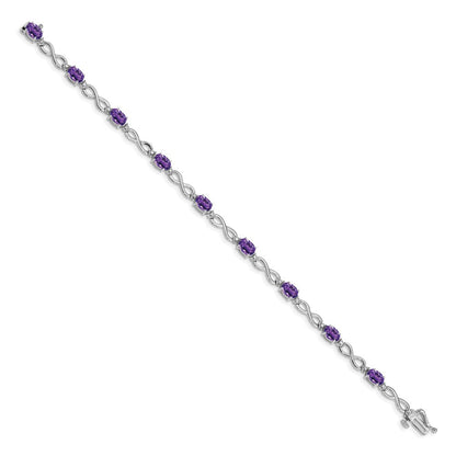 10K Weißgold Amethyst und Diamant Unendlichkeit Armband
