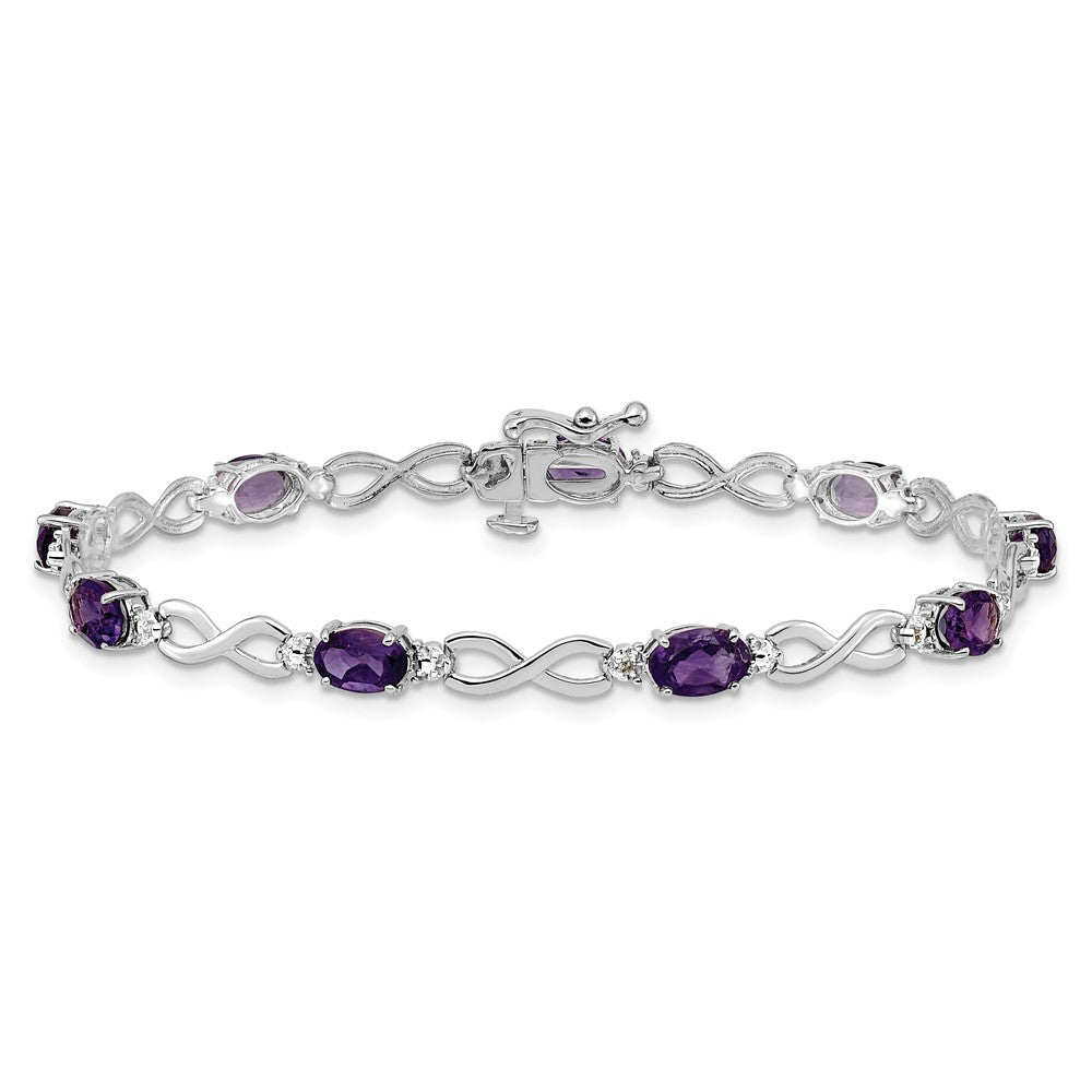 10K Weißgold Amethyst und Diamant Unendlichkeit Armband