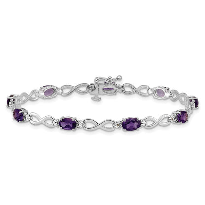 10K Weißgold Amethyst und Diamant Unendlichkeit Armband