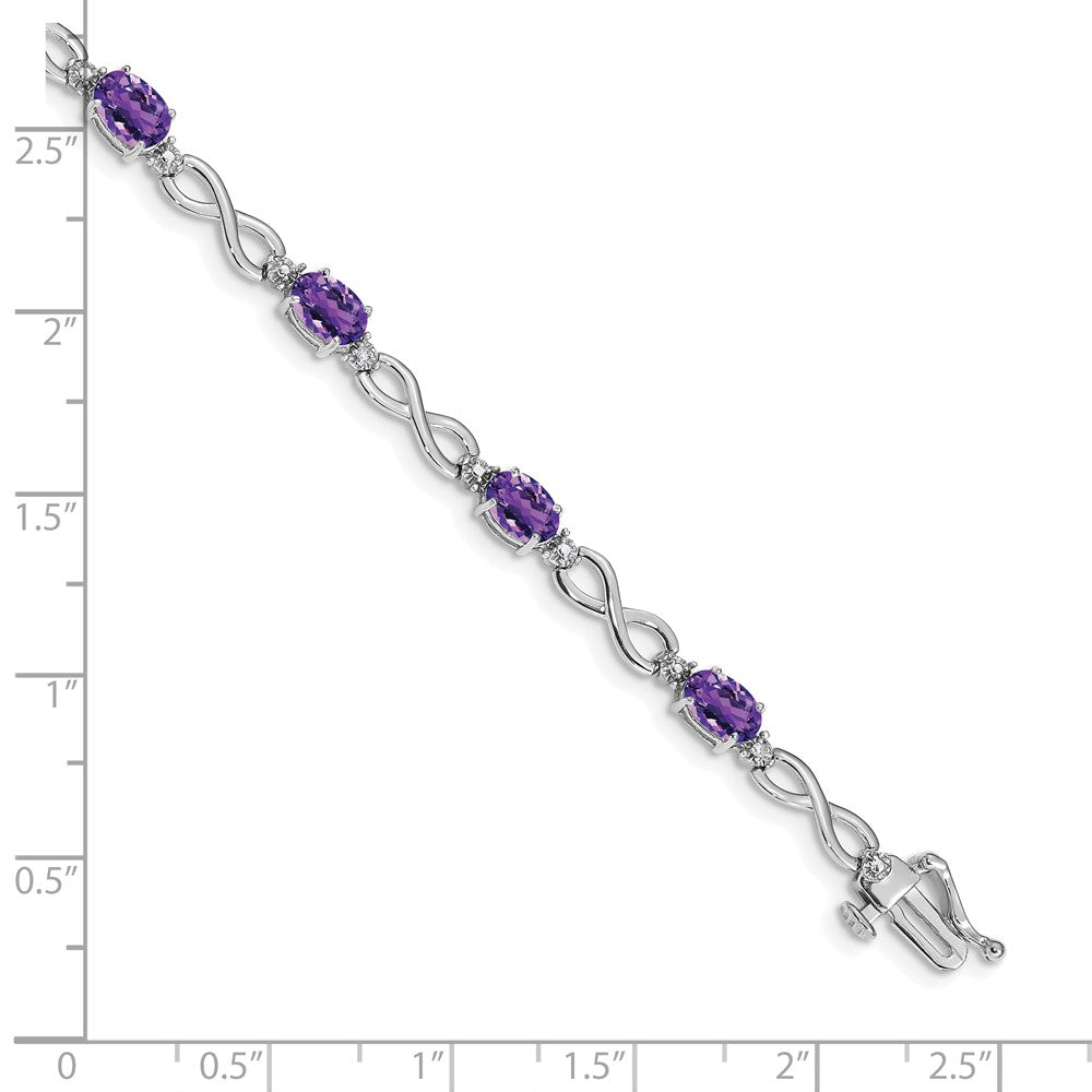 10K Weißgold Amethyst und Diamant Unendlichkeit Armband