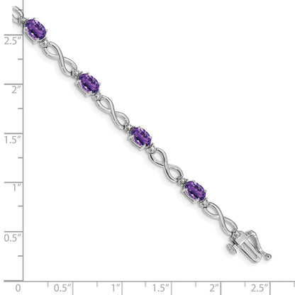 10K Weißgold Amethyst und Diamant Unendlichkeit Armband