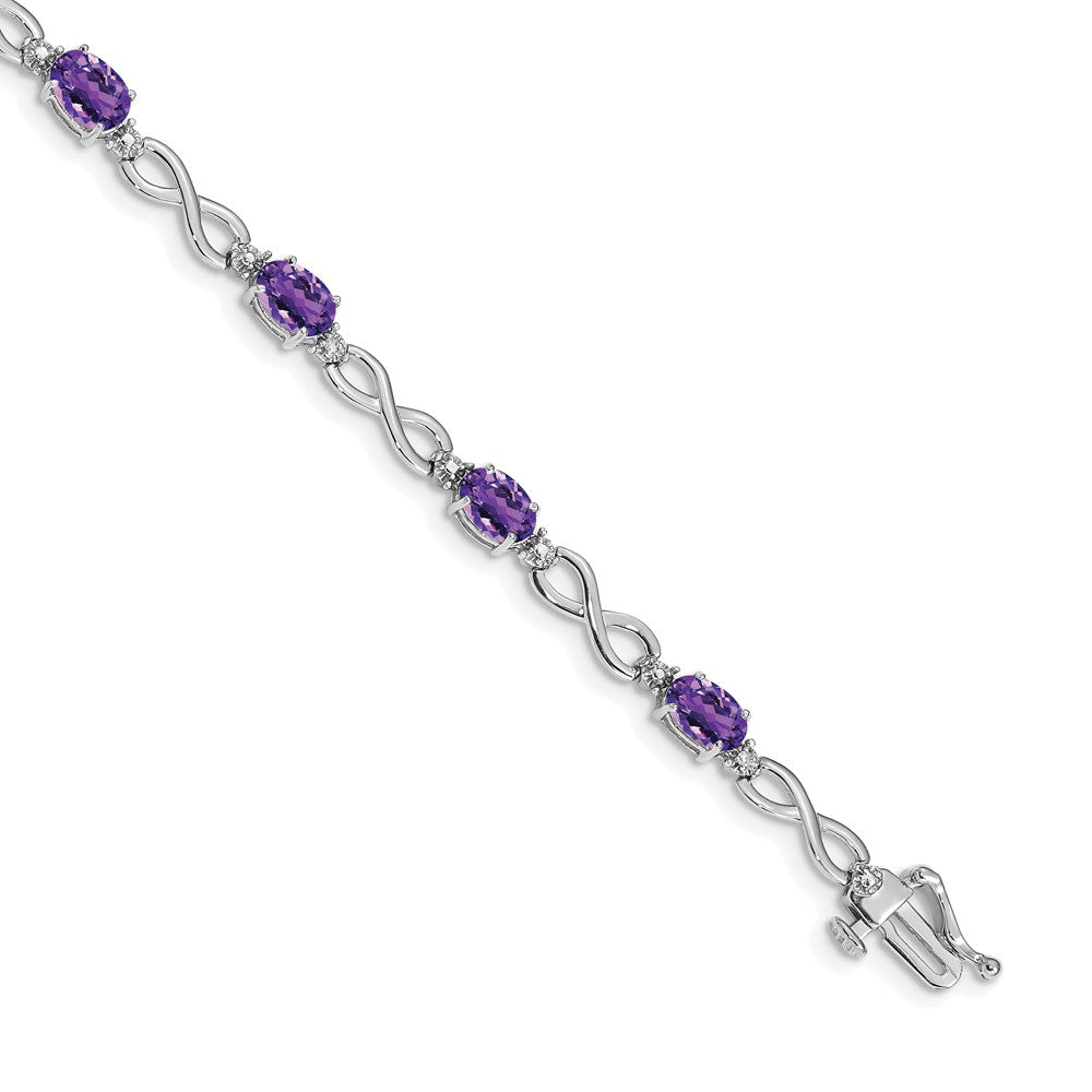 10K Weißgold Amethyst und Diamant Unendlichkeit Armband