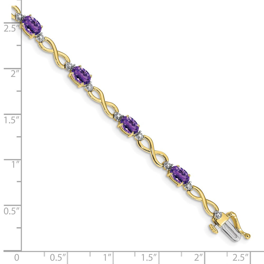 10K Gelbgold Amethyst und Diamant Unendlichkeit Armband