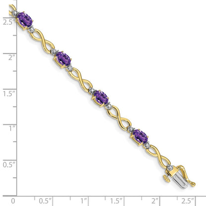 10K Gelbgold Amethyst und Diamant Unendlichkeit Armband