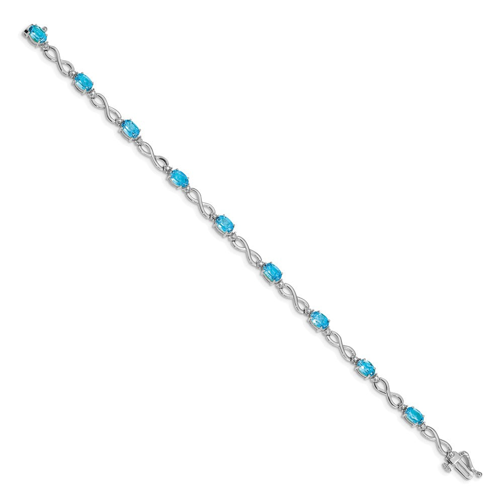 10K Weißgold Blautopas und Diamant Unendlichkeit Armband