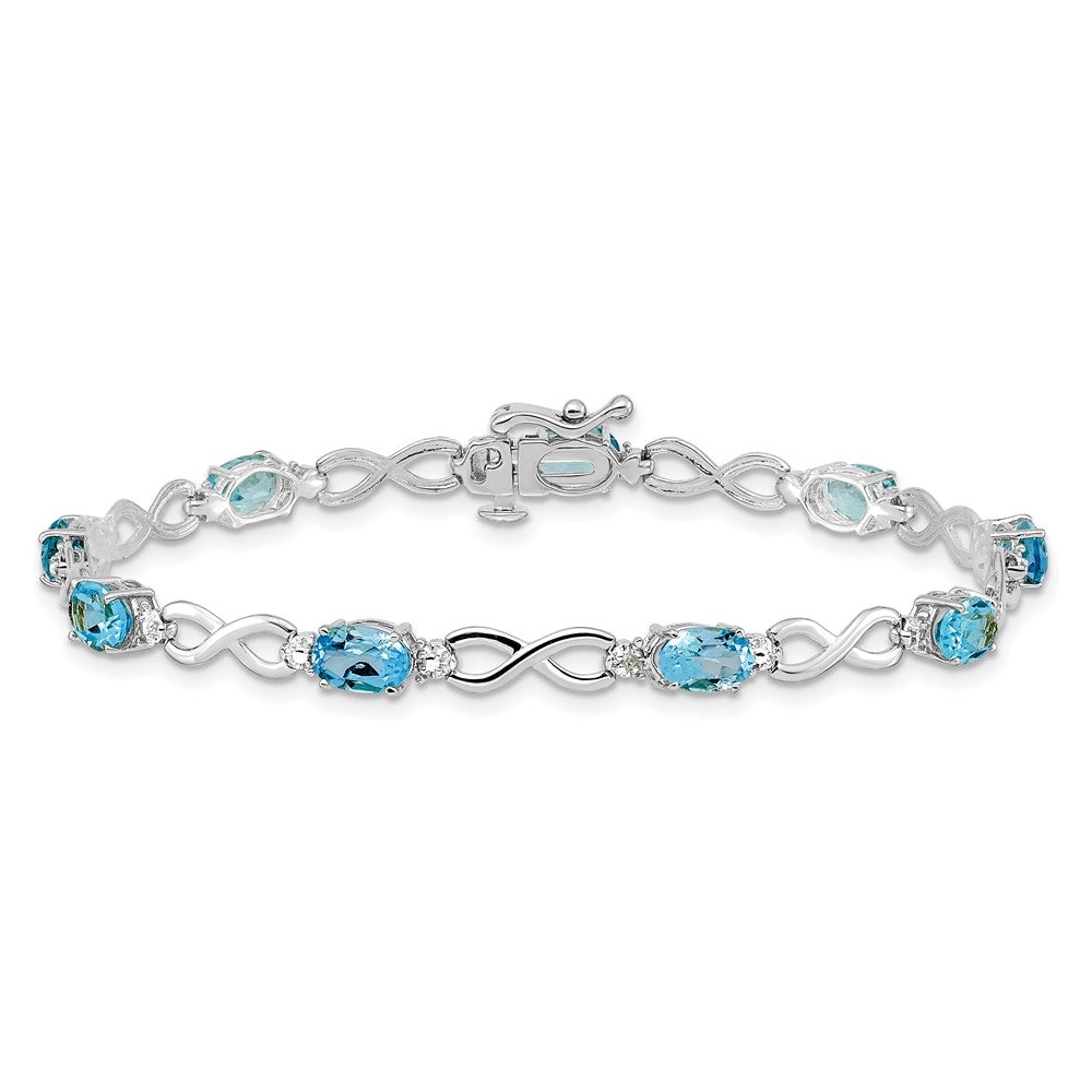 10K Weißgold Blautopas und Diamant Unendlichkeit Armband