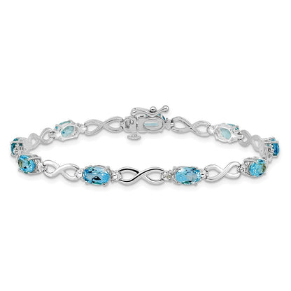10K Weißgold Blautopas und Diamant Unendlichkeit Armband