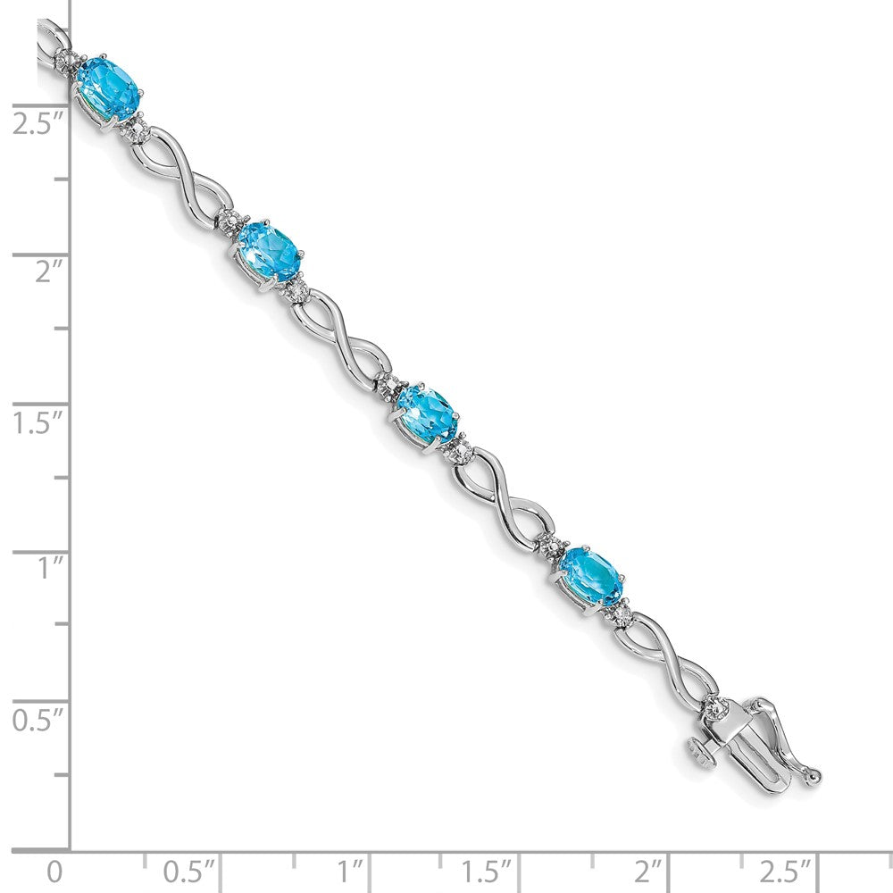 10K Weißgold Blautopas und Diamant Unendlichkeit Armband