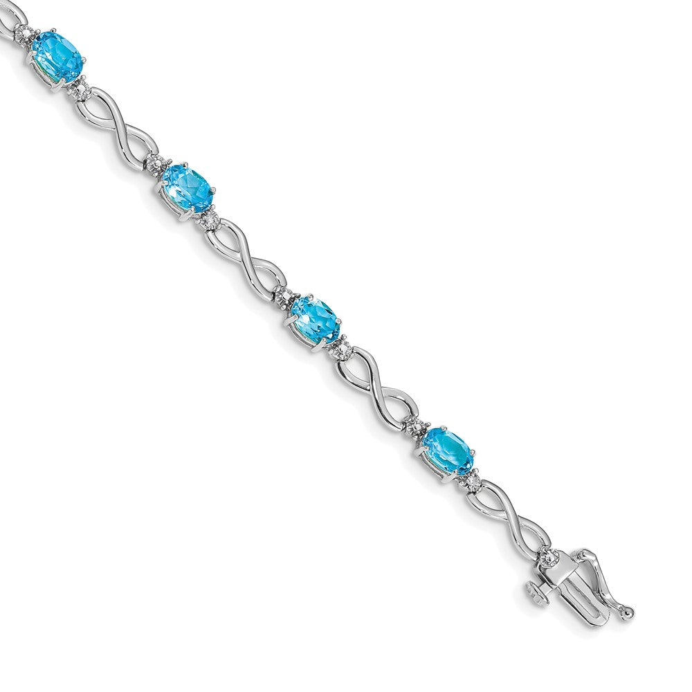 10K Weißgold Blautopas und Diamant Unendlichkeit Armband