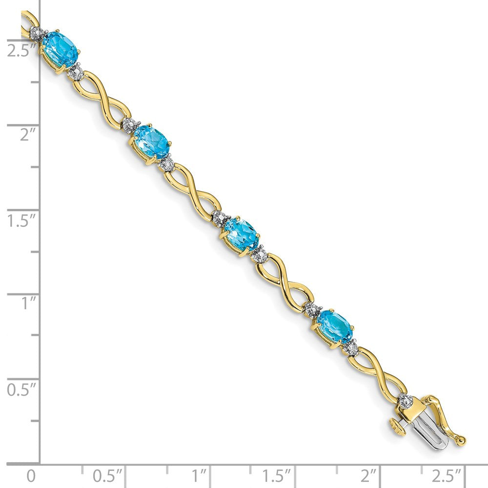 10K Gelbgold Blautopas und Diamant Unendlichkeit Armband