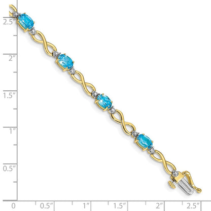 10K Gelbgold Blautopas und Diamant Unendlichkeit Armband