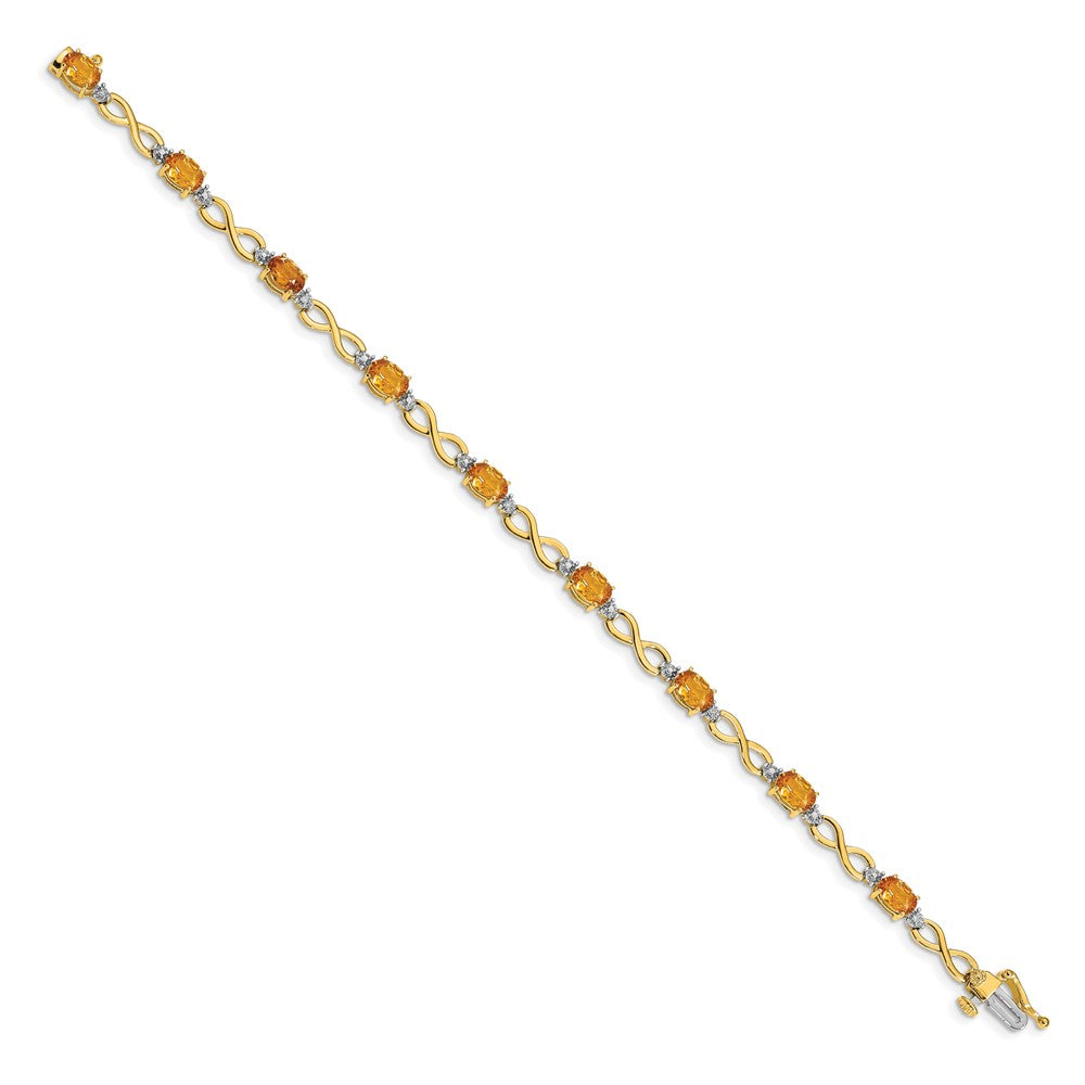 10K Gelbgold Citrin Diamant Unendlichkeit Armband