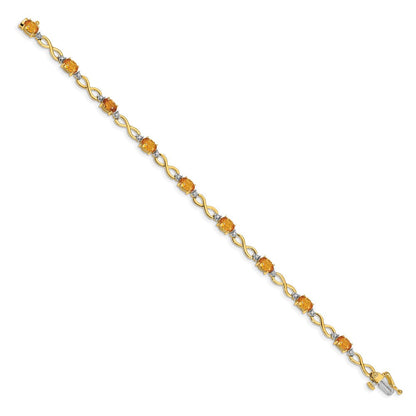 10K Gelbgold Citrin Diamant Unendlichkeit Armband