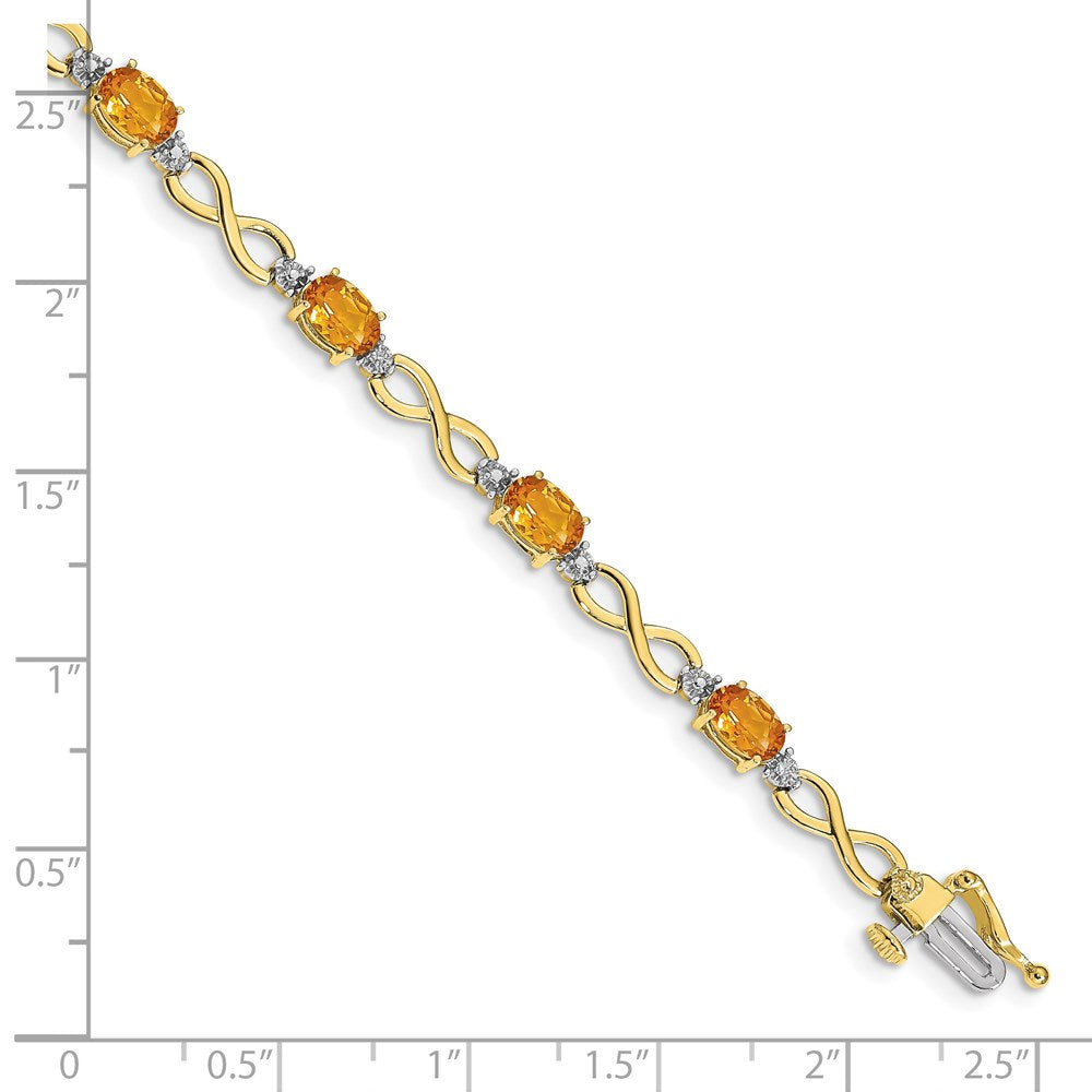 10K Gelbgold Citrin Diamant Unendlichkeit Armband