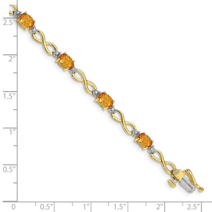 10K Gelbgold Citrin Diamant Unendlichkeit Armband