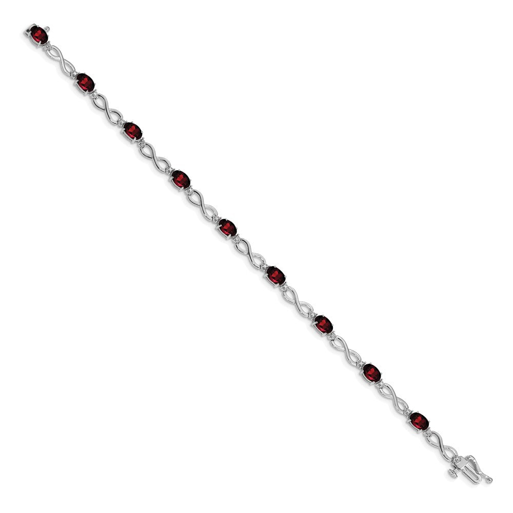 10K Weißgold Granat und Diamant Unendlichkeit Armband