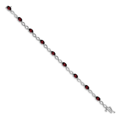 10K Weißgold Granat und Diamant Unendlichkeit Armband