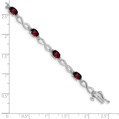 10K Weißgold Granat und Diamant Unendlichkeit Armband