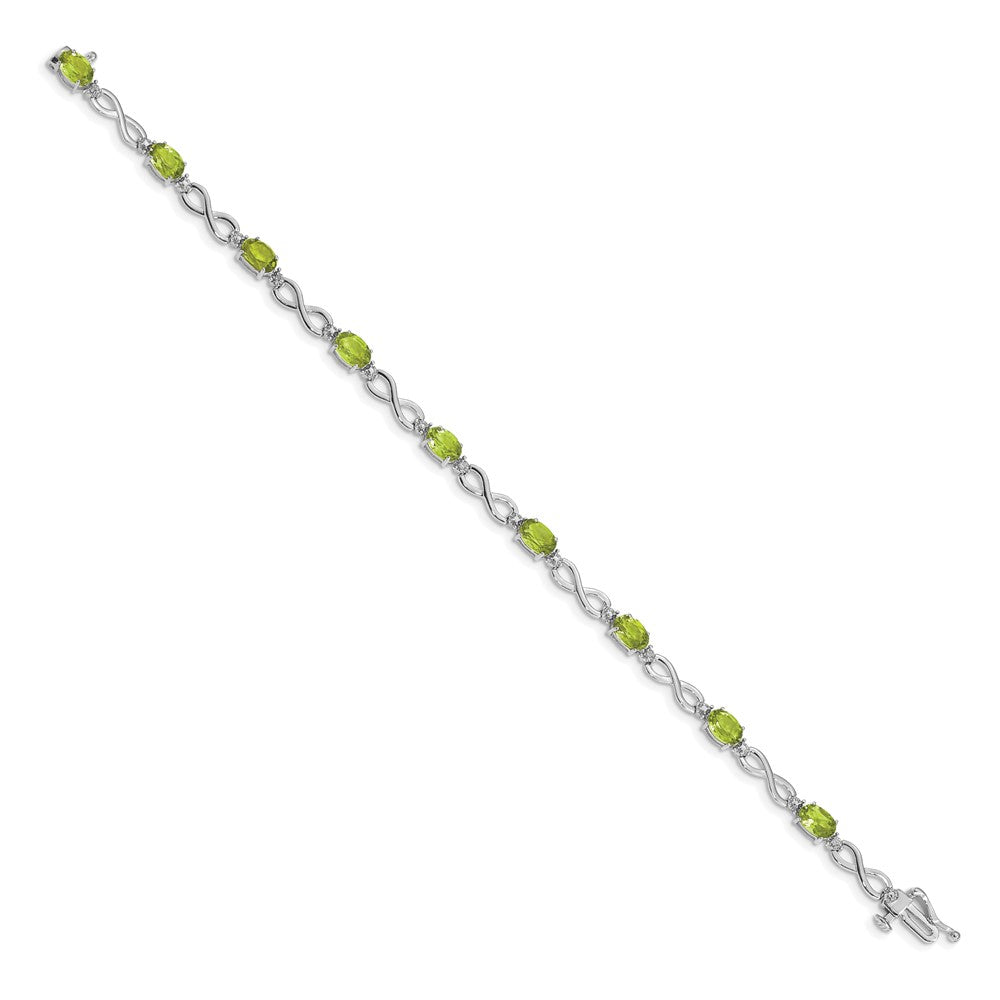 10K Weißgold Peridot und Diamant Unendlichkeit Armband