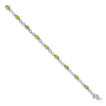 10K Weißgold Peridot und Diamant Unendlichkeit Armband