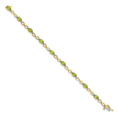 10K Gelbgold Peridot und Diamant Unendlichkeit Armband