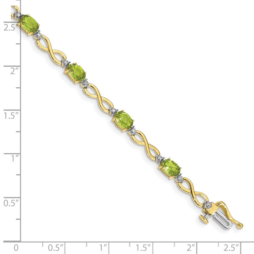 10K Gelbgold Peridot und Diamant Unendlichkeit Armband