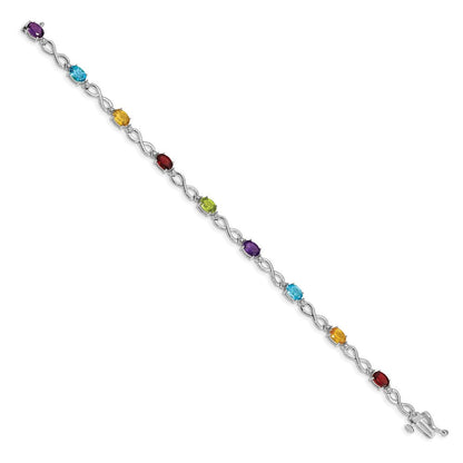 10K Weißgold Regenbogen Edelstein und Diamant Unendlichkeit Armband