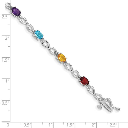 10K Weißgold Regenbogen Edelstein und Diamant Unendlichkeit Armband