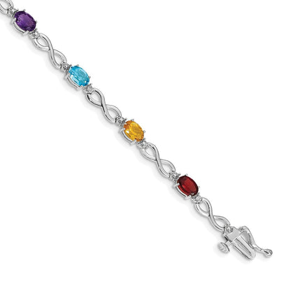 10K Weißgold Regenbogen Edelstein und Diamant Unendlichkeit Armband