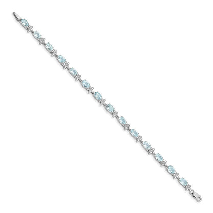 14K Gelbgold Blumen-Armband mit natürlichen Aquamarinen und Diamanten