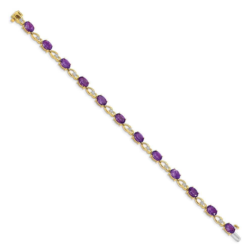 14-Karat-Gelbgold-Armband mit Amethyst und natürlichem Diamant
