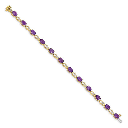 14-Karat-Gelbgold-Armband mit Amethyst und natürlichem Diamant