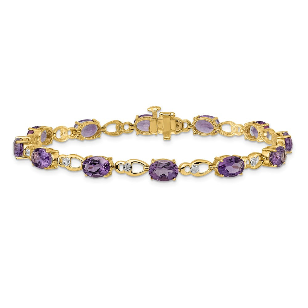 14-Karat-Gelbgold-Armband mit Amethyst und natürlichem Diamant