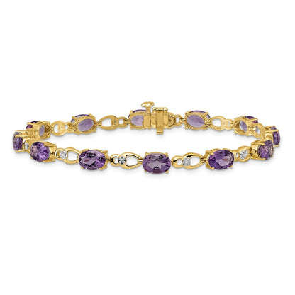 14-Karat-Gelbgold-Armband mit Amethyst und natürlichem Diamant