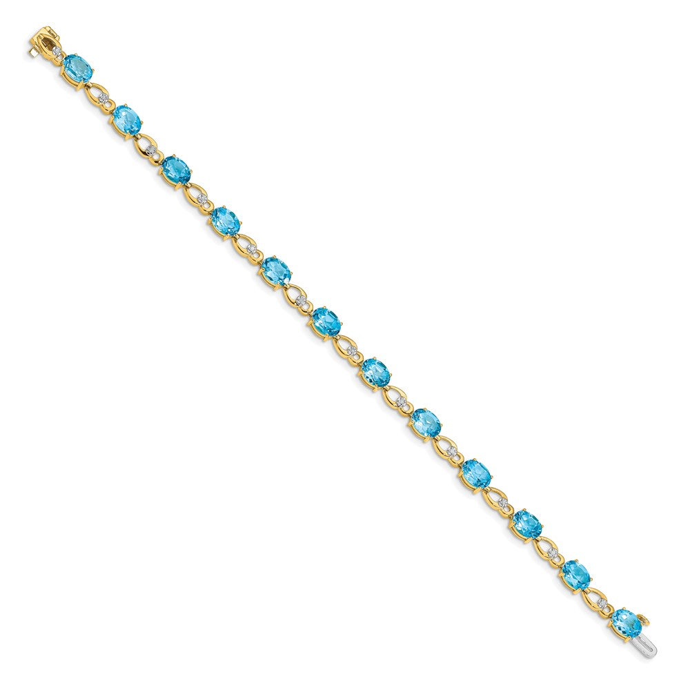 14K Gelbgold Armband mit blauem Topas und Diamanten