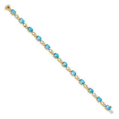 14K Gelbgold Armband mit blauem Topas und Diamanten