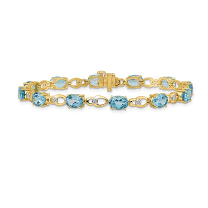 14K Gelbgold Armband mit blauem Topas und Diamanten