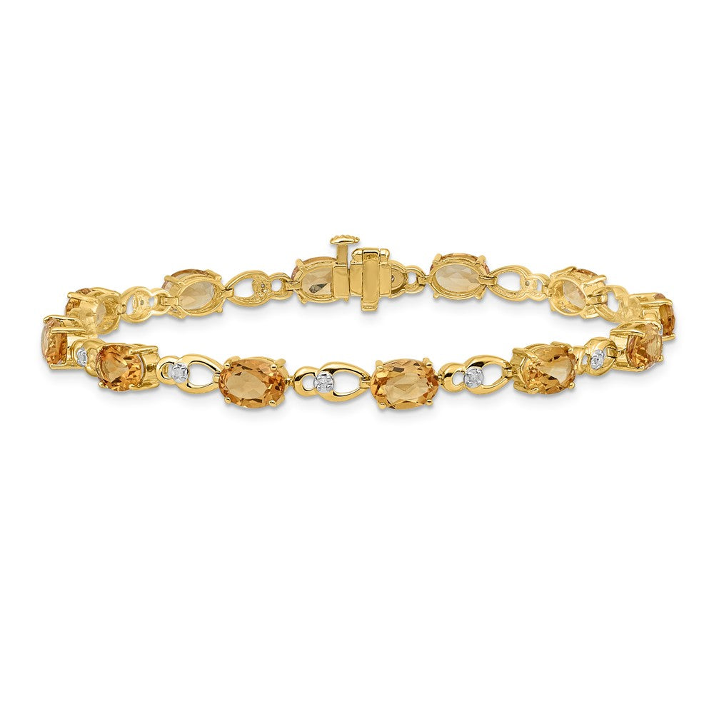 14K Gelbgold Armband mit Citrin und natürlichen Diamanten