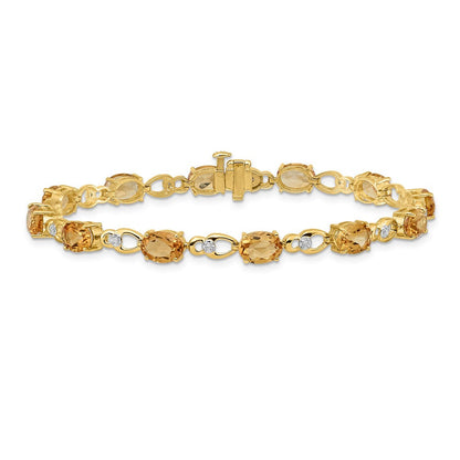 14K Gelbgold Armband mit Citrin und natürlichen Diamanten