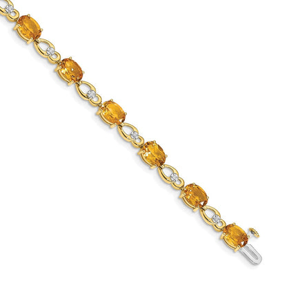 14K Gelbgold Armband mit Citrin und natürlichen Diamanten