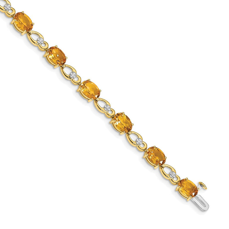 14K Gelbgold Armband mit Citrin und natürlichen Diamanten