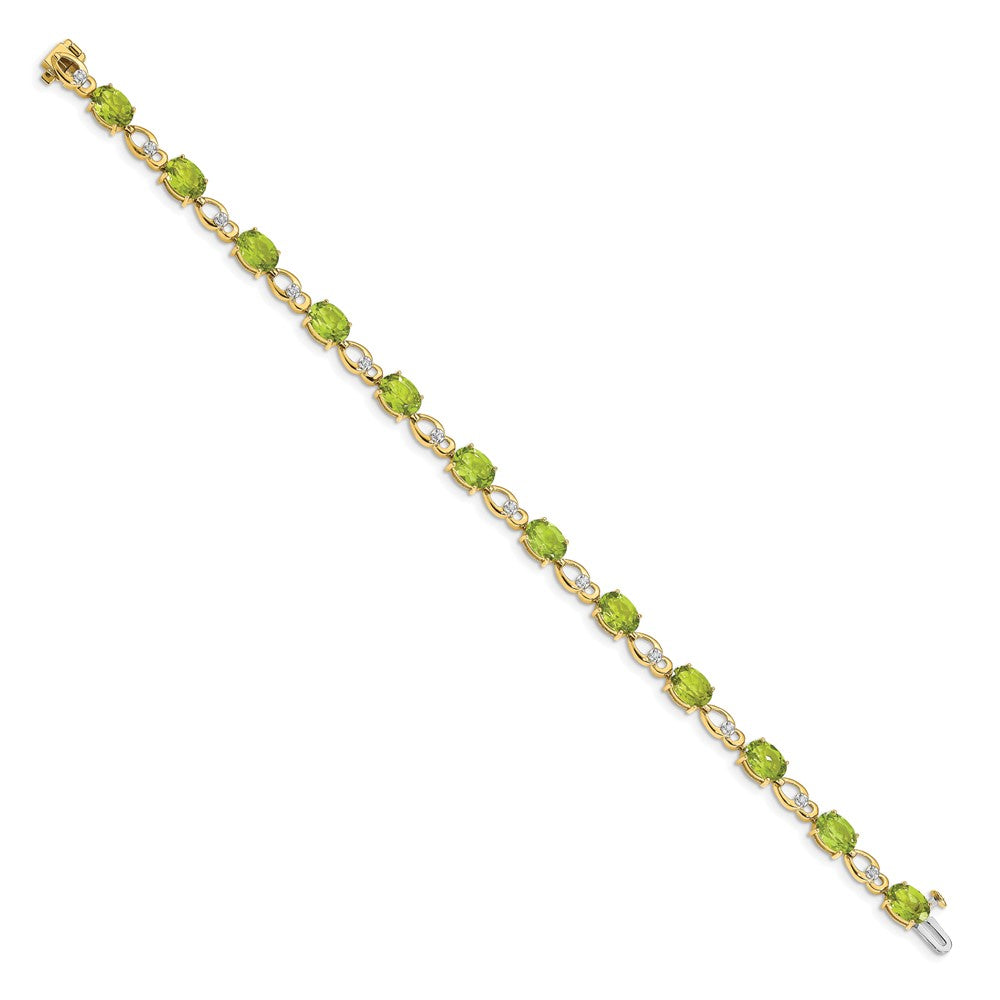 14K Gelbgold Armband mit Peridot und natürlichem Diamant