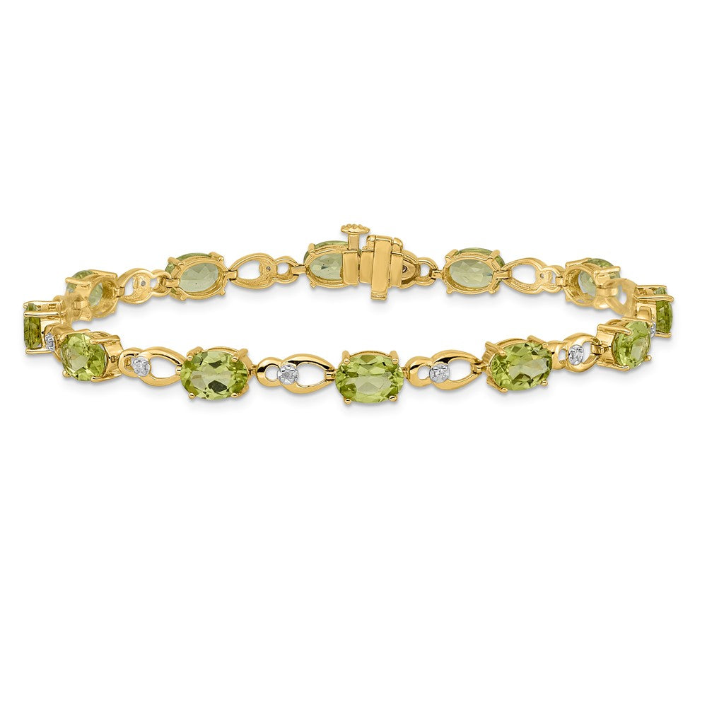 14K Gelbgold Armband mit Peridot und natürlichem Diamant