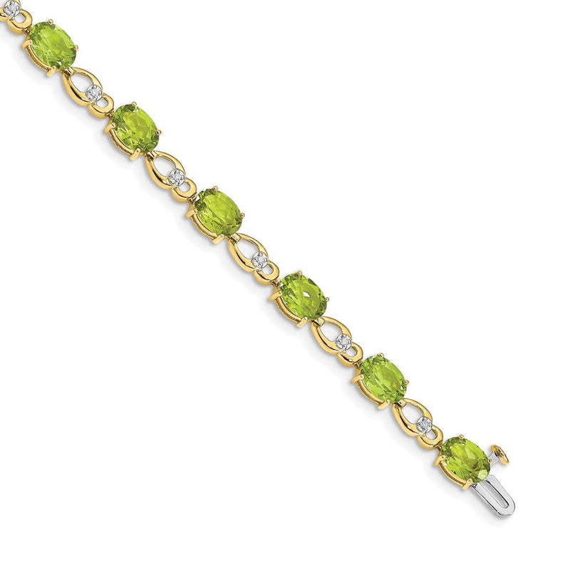 14K Gelbgold Armband mit Peridot und natürlichem Diamant