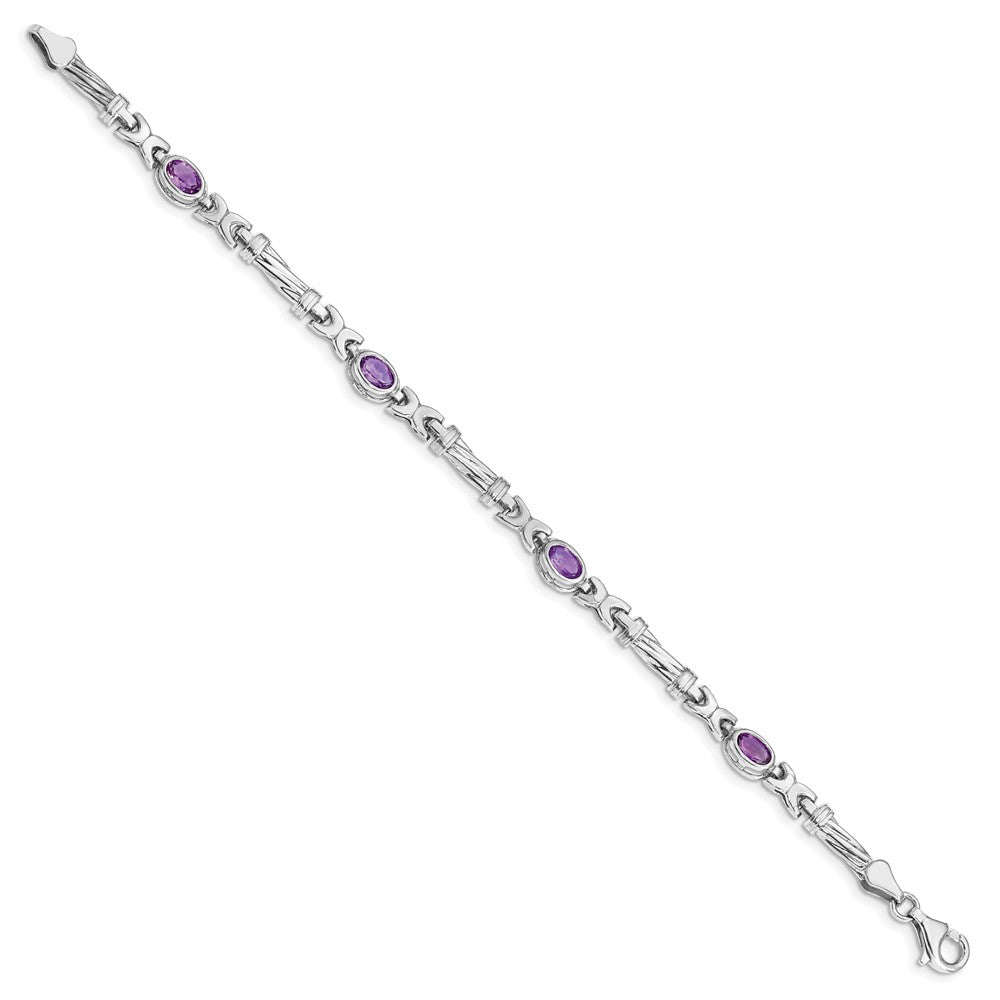 10K Weißgold Amethyst 4 Stein Armband