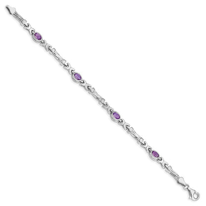 10K Weißgold Amethyst 4 Stein Armband