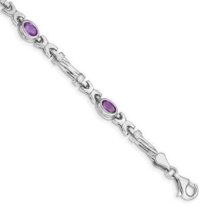 10K Weißgold Amethyst 4 Stein Armband