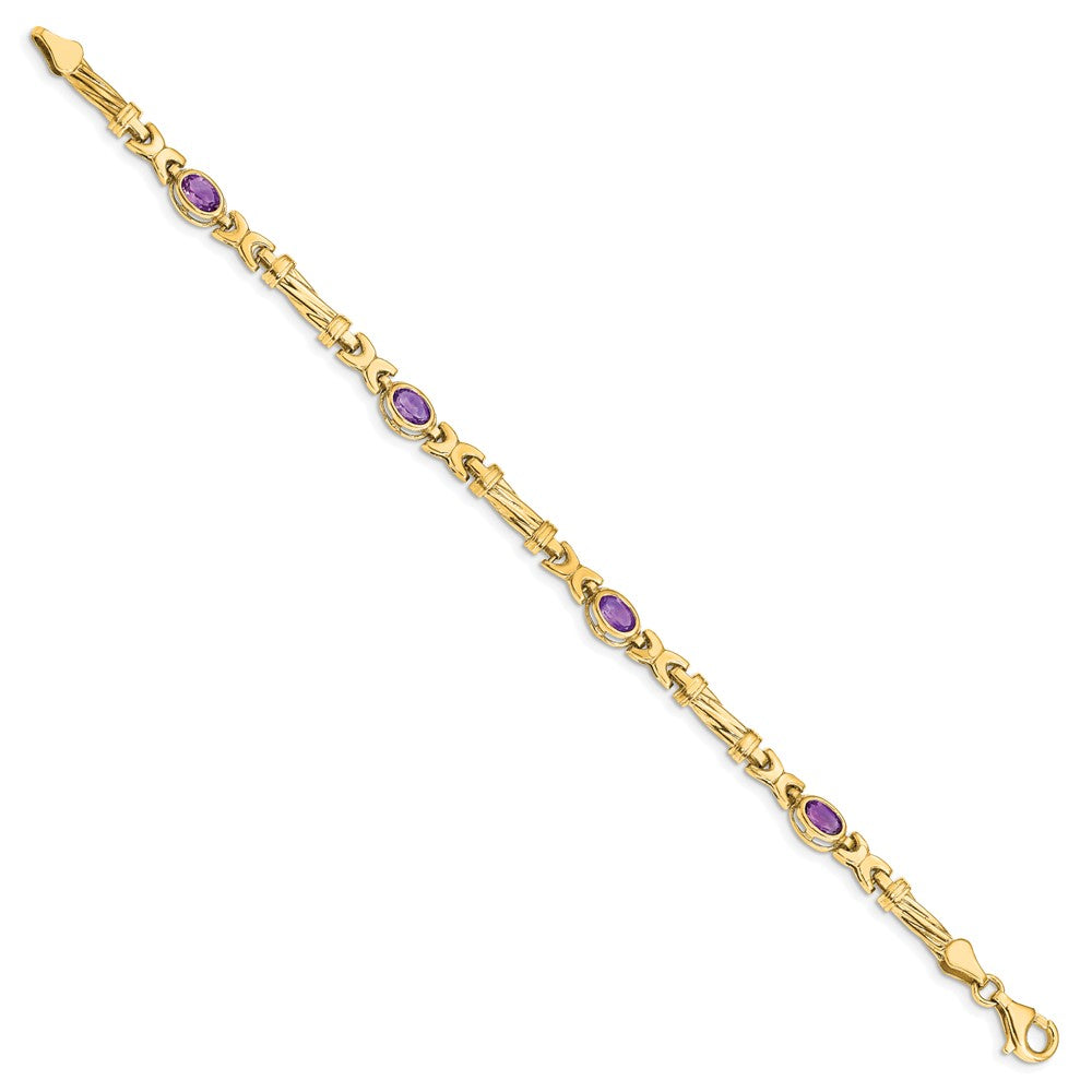 10K Gelbgold Amethyst 4 Stein Armband
