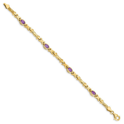 10K Gelbgold Amethyst 4 Stein Armband